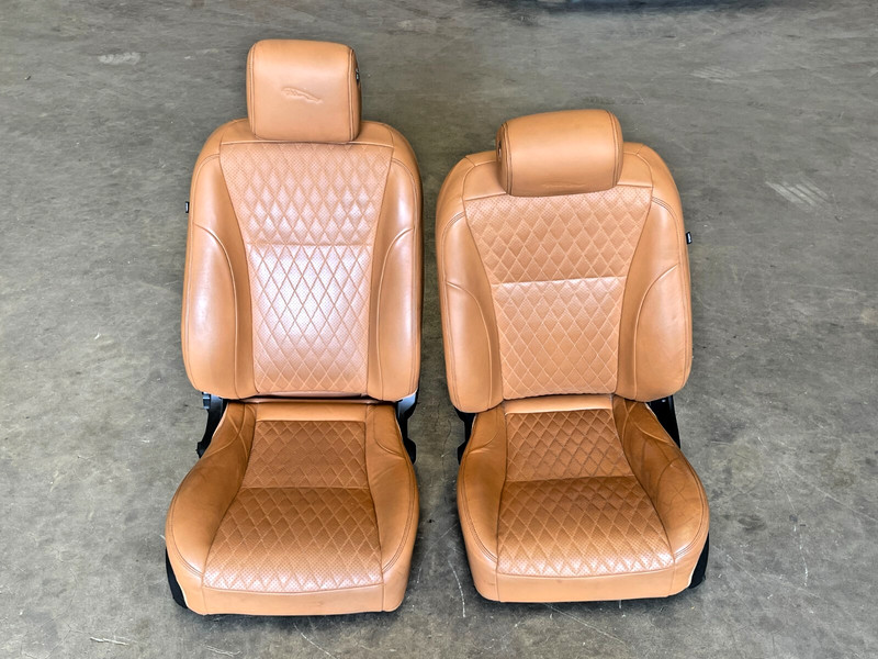 ⭐2010-2019 JAGUAR XJ FRONT RH & LH DIAMIND STITCH BROWN LEATHER SET OEM LOT2614