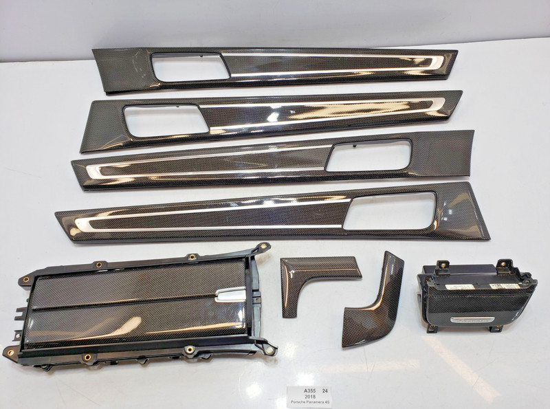 ✅ 17-23 OEM Porsche Panamera 4S 971 Front Rear Dashboard Door Carbon Fiber SET*