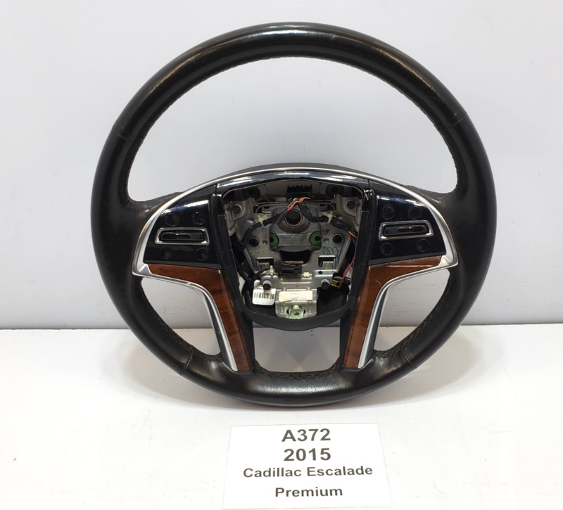 ✅ 15-20 OEM Cadillac Escalade Driver Steering Wheel Leather Wood Black