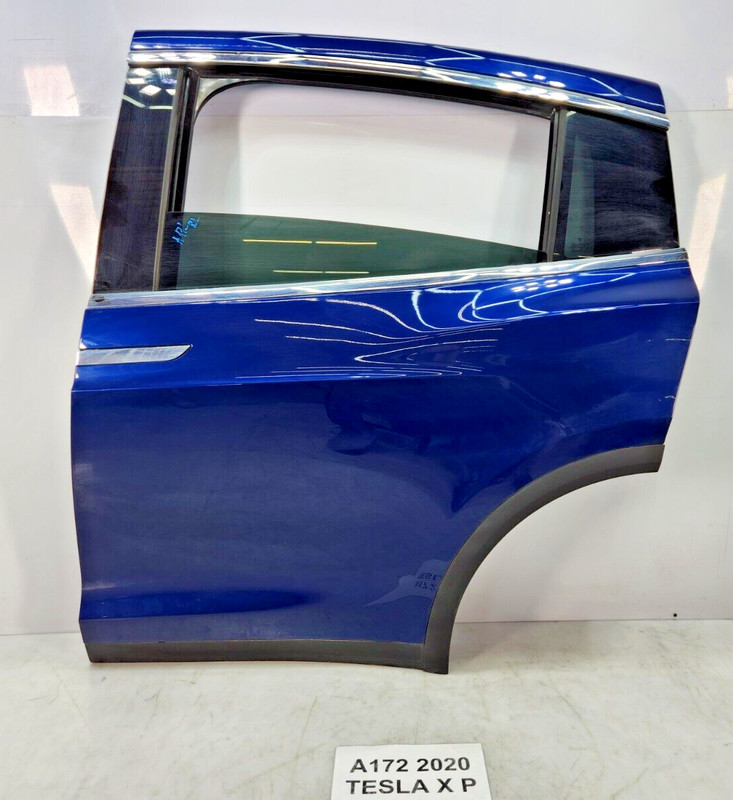 ✅ 2016-2020 OEM Tesla Model X Rear Left Driver Door Shell Complete Blue PPSB