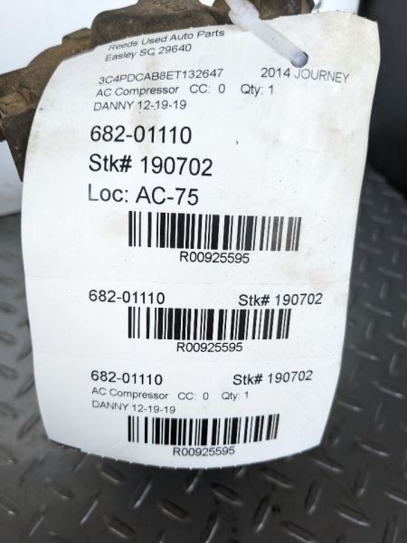 AC Compressor With Rear AC Fits 13-15 JOURNEY 925595