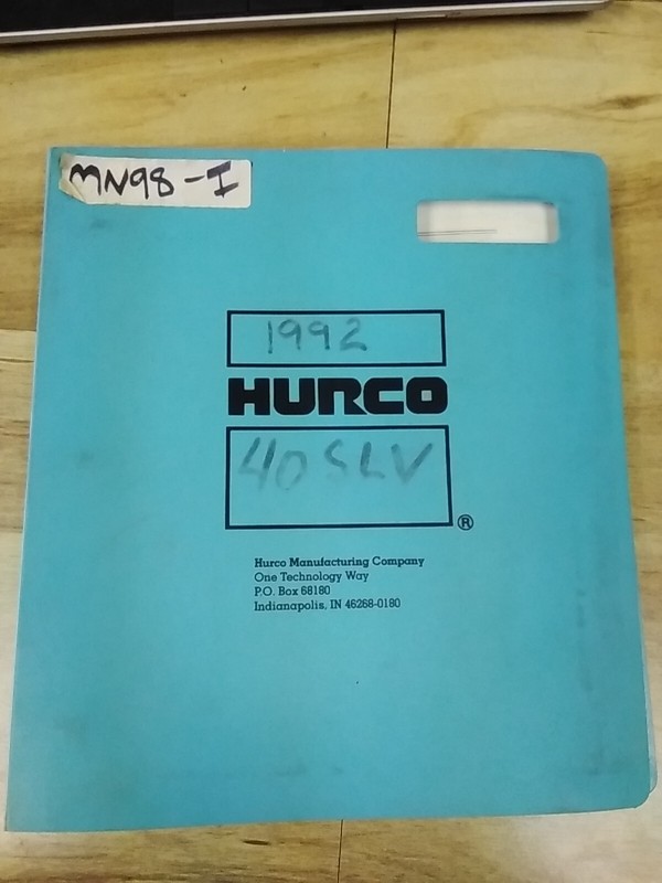 Hurco Installation Instructions 40 SLV Machining Center 700-0001-596