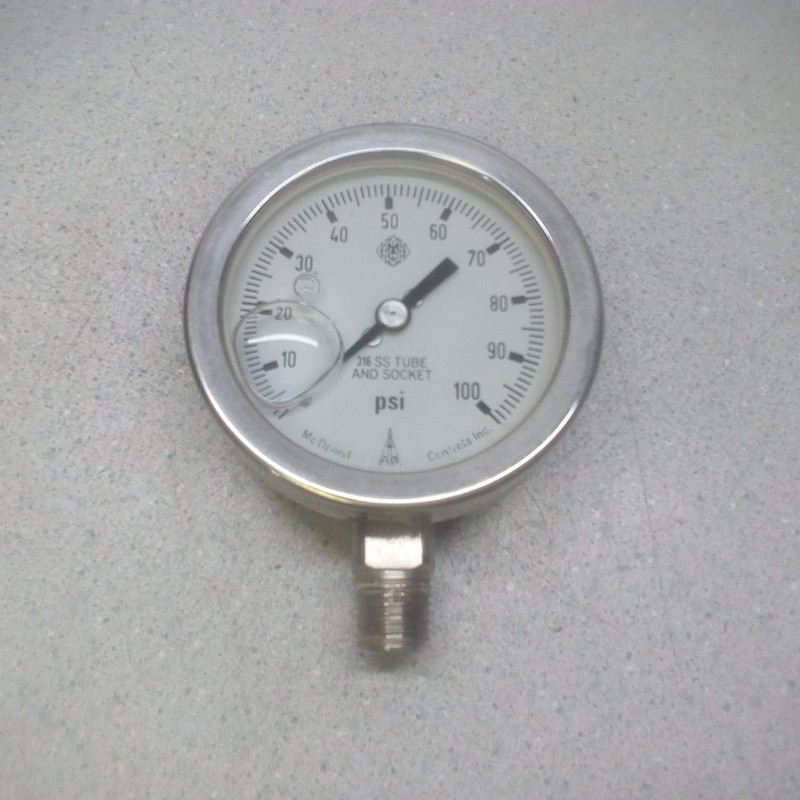 McDaniel Controls 316SS Tube & Socket Gauge 0-100psi