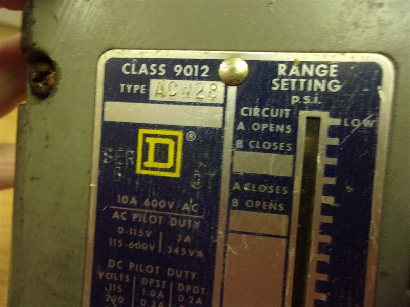 Square D 9012 ACW28 Pressure Switch *FREE SHIPPING*
