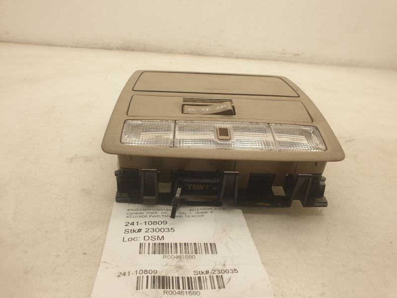 08-13 TOYOTA HIGHLANDER BEIGE FRONT OVERHEAD ROOF CONSOLE ASSEMBLY