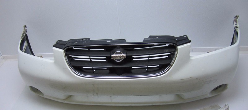FRONT BUMPER TRIM COVER PEARL WHITE GRILLE GRILL EMBLEM for 00 01 NISSAN MAXIMA