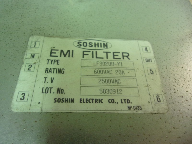 Soshin EMI Filter LF30200-Y1 600VAC 20A *FREE SHIPPING*