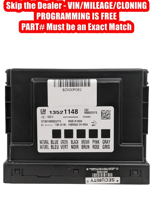 PROGRAMMED 2015-2020 Chevrolet Buick Body Control Module BCM BCU 13521148 OEM