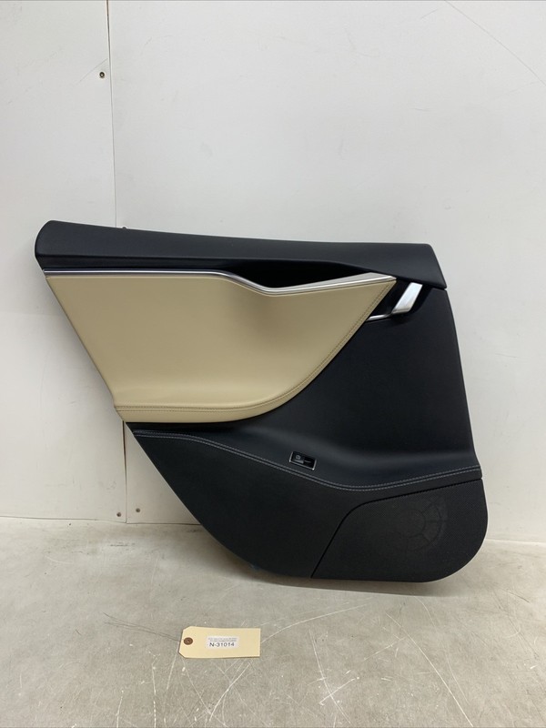12-20 TESLA MODEL S REAR LEFT DOOR PANEL BLACK/TAN DOOR PANEL OEM 31014 C2