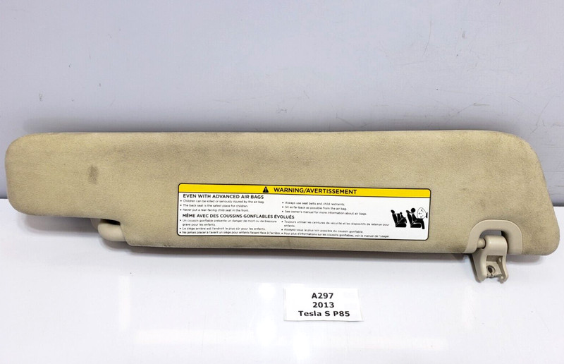 ✅ 12-20 OEM Tesla Model S Front Left Driver Sunvisor Sun Visor Beige Alcantara*