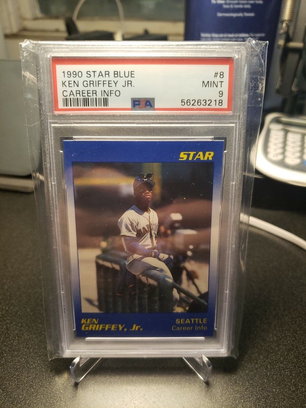 1990 STAR BLUE CAREER INFO RC KEN GRIFFEY JR # 8 PSA 9 MARINERS HOF MVP!# 118