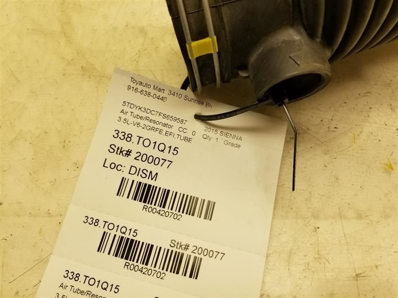 2015 TOYOTA SIENNA 3.5L AIR CLEANER RESONATOR TUBE