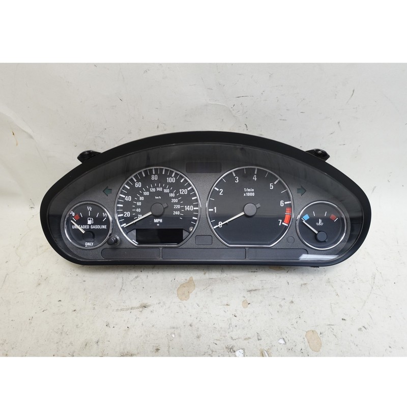 99-00 BMW Z3 2.3 2.8 M52TU 6-Cylinder Instrument Gauge Cluster w Chrome Rings OE