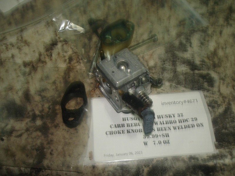 Husqvarna husky 32 Walbro hdc 29carburetor Rebuilt chainsaw part bin 702