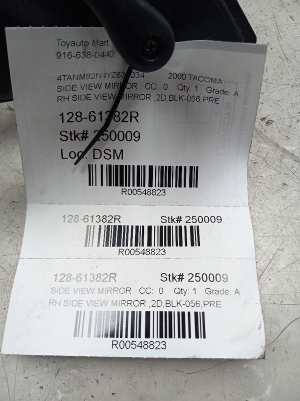 00 01 02 03 04 TOYOTA TACOMA PRERUNNER PASSENGER RIGHT SIDE VIEW MIRROR