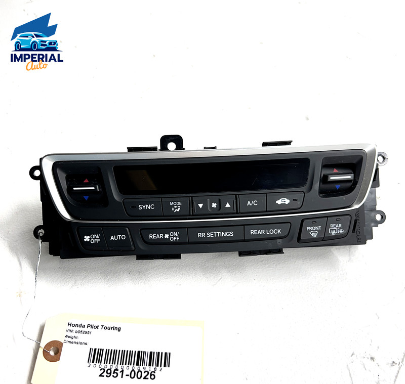 2016-2018 Honda Pilot Touring Heater A/c Climate Control Panel Heater Black OEM