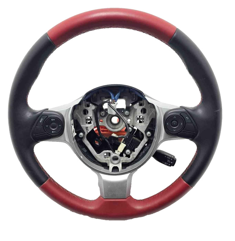 Toyota 86 TRD Red Black Leather Steering Wheel Controls 2019 Small Tear Scratch