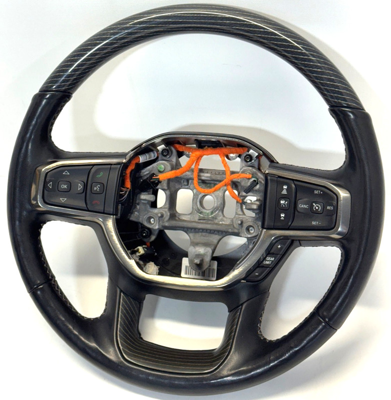 ✅2019-2025 RAM 1500 LIMITED STEERING WHEEL WOOD Black Leather Heated 5th GEN OEM