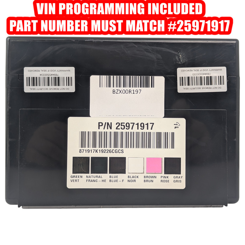 2007-2014 GM Body Control Module 25971917 Programmed To Your VIN BCM