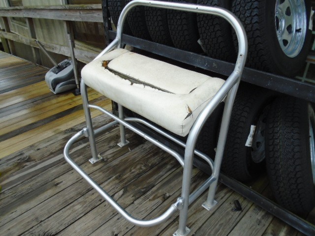 Used Aluminum Center Console Boat Leaning Post Seat Base w/ Foot Rest