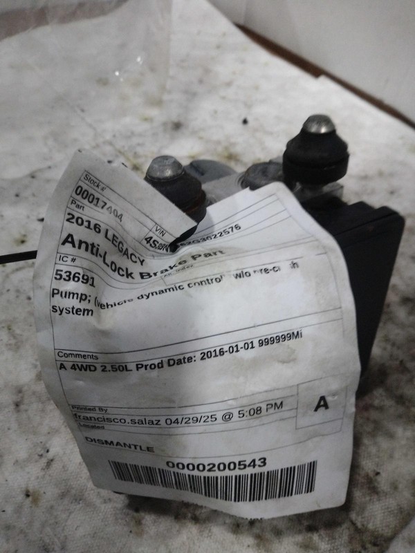 2016 Subaru Legacy ABS Pump & Motor Assembly OEM 27596AL02A 124K Miles