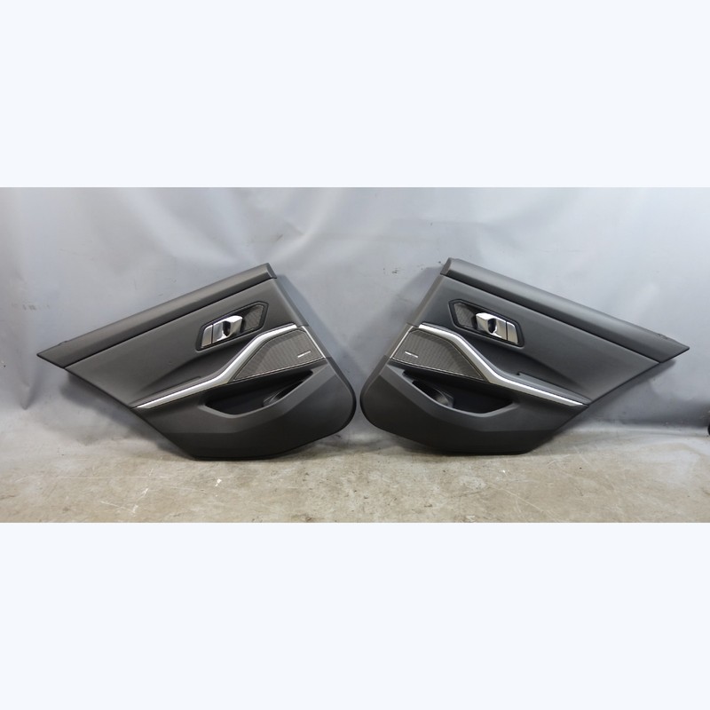 19-22 BMW G20 3-Series Rear Interior Door Panel Card Trim Pair Black Vinyl OEM