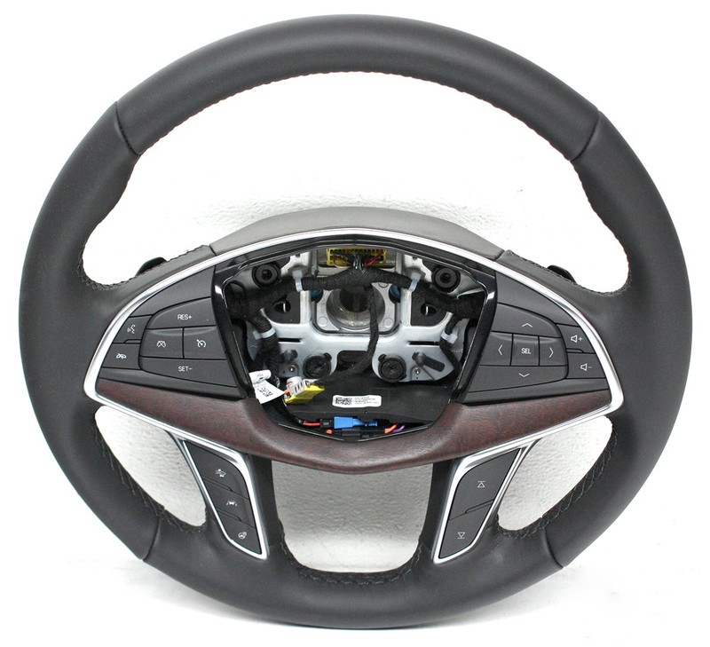 OEM Black Leather Steering Wheel with Woodgrain For Cadillac XT5 87815771