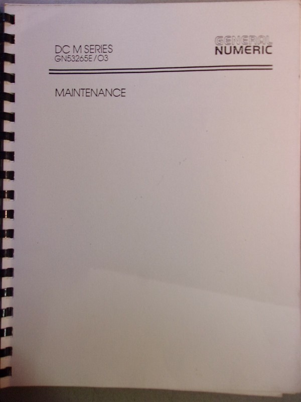 General Numeric DC M Series GN53265E/03 Maintenance Manual *FREE SHIPPING*