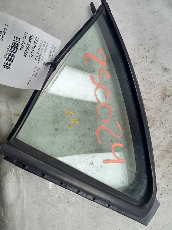 07-12 TOYOTA YARIS S REAR DRIVER LEFT DOOR VENT GLASS