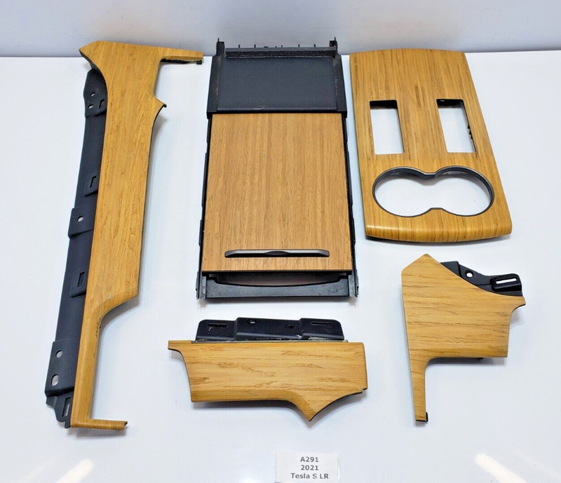 ✅ 16-20 OEM Tesla Model S Front Dashboard Console Wood Interior Trim Panel SET