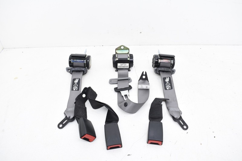 2011 BMW E90 328xi REAR LEFT RIGHT CENTER SEAT BELT & BUCKLE SET OEM GRAY KW78
