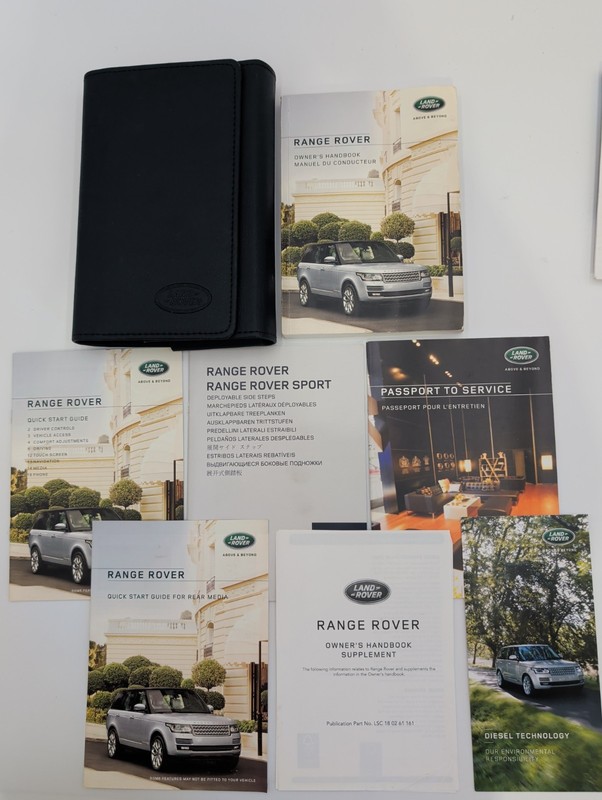 2016 Land Rover Range Rover Owners Manual, Quick Start Guide With Case Included