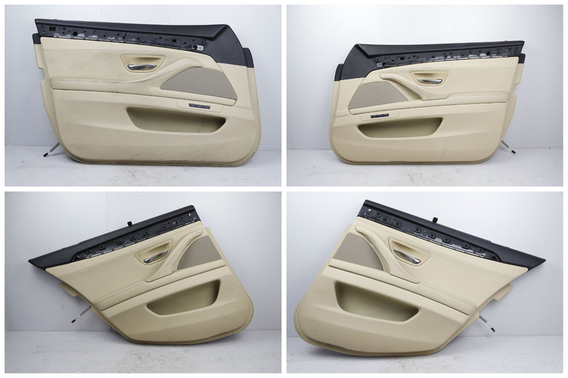 11-16 BMW F10 550i Front Rear Left Right Door Card Panel Leather Oyster W/ Shade