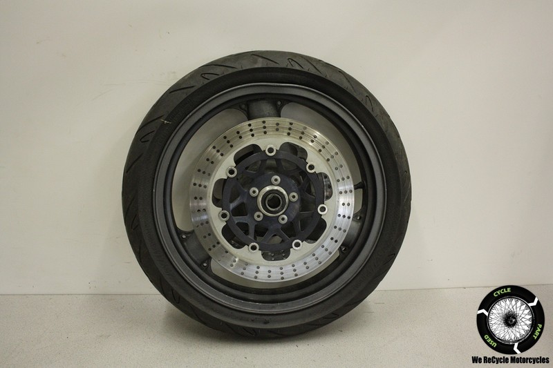 1996 KAWASAKI ZX 750 P NINJA FRONT WHEEL RIM TIRE W/BRAKE ROTOR DISCS ZX7R ZX750