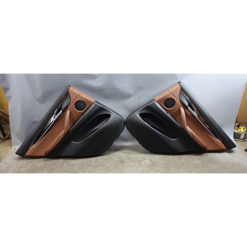 2014-2016 BMW F15 X5 SAV Rear Int Door Panel Trim Skin Pair Terra Leather OEM