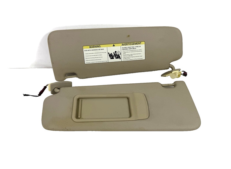 2011-2016 BMW 528i Driver Passenger Beige Leather Sun Visor Set Pair OEM