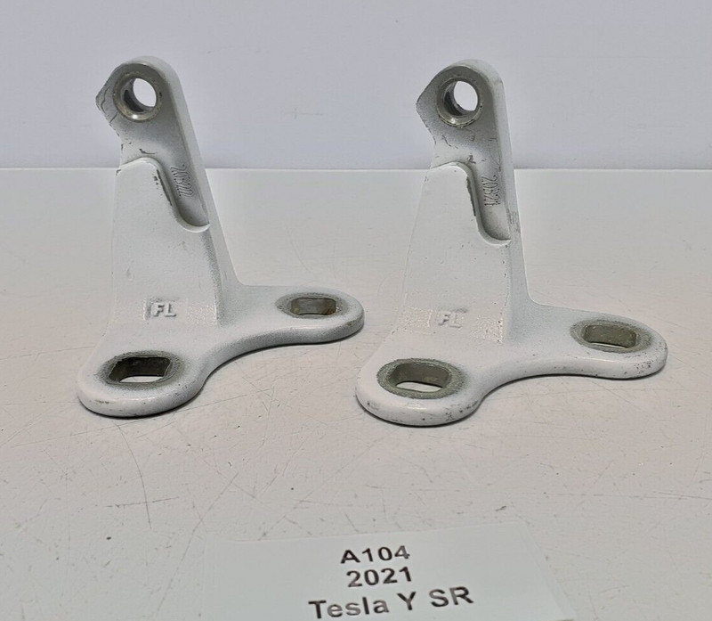 ✅ 20-23 OEM Tesla Model Y Front Left Driver Upper Lower Door Hinge White SET