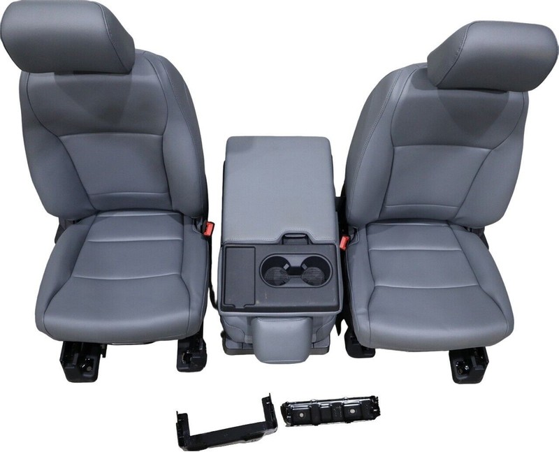 FORD F250 F350 SUPER DUTY FRONT VINYL GRAY BUCKET SEATS NEW GREY SET KIT OEM