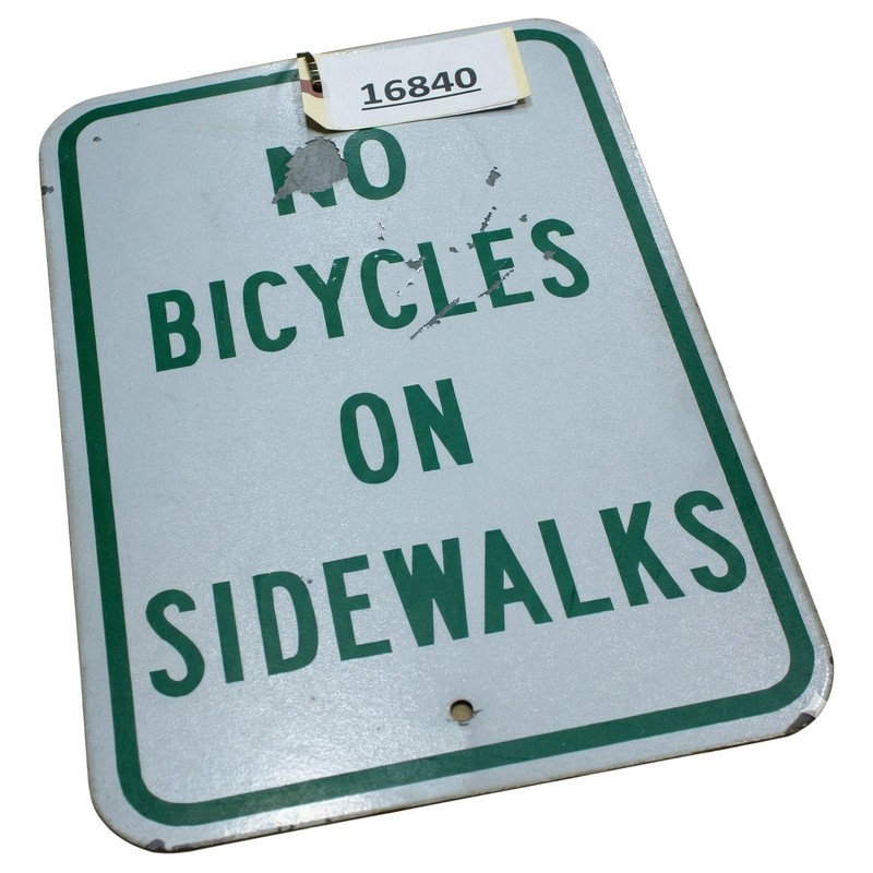 Authentic Road Sign NO BICYCLES ON SIDEWALKS Real Street Vintage