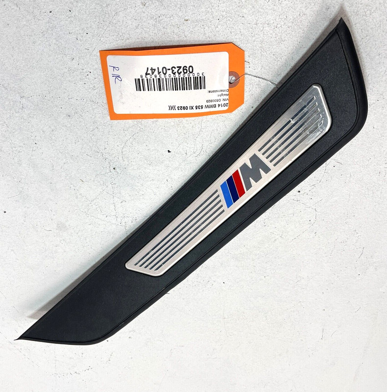 11-16 BMW 535i x REAR RIGHT DOOR M SPORT SILL SCUFF PLATE STEP TRIM PANEL OEM