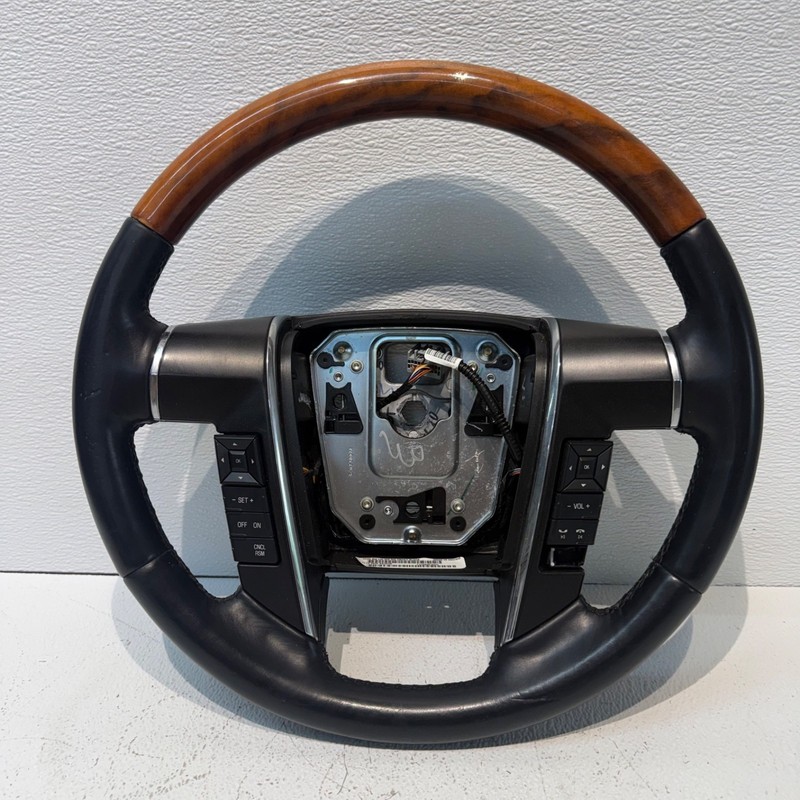 15-17 Navigator Black Leather Woodgrain Steering Wheel Cruise Radio Control OEM