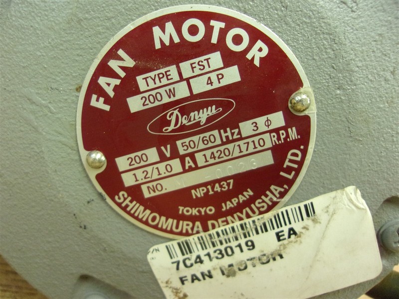 Shimomura Denyusha Danyu Type FST 200w 4p 200v M-0023 7C413019 Motor