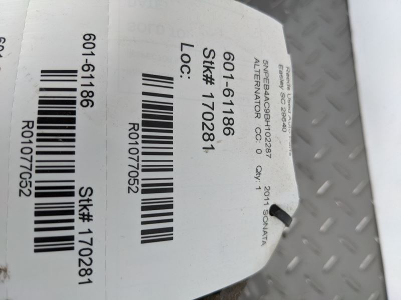 Alternator VIN C 8th Digit Fits 11-13 SONATA 1077052
