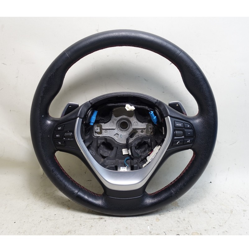 2014-2019 BMW F30 3-Series F32 Sport Line Steering Wheel Paddles Red Stitch OEM