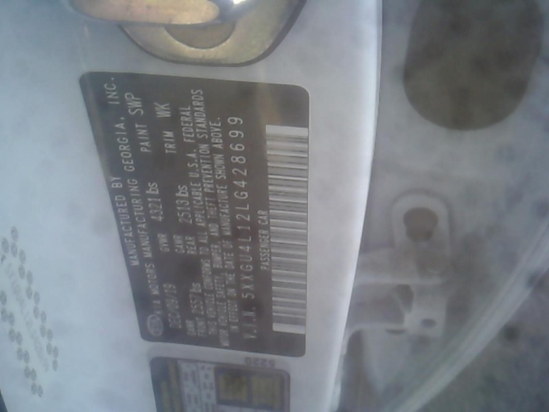 2020 KIA OPTIMA Right Rear Door White OEM 81783 42000 Miles Used