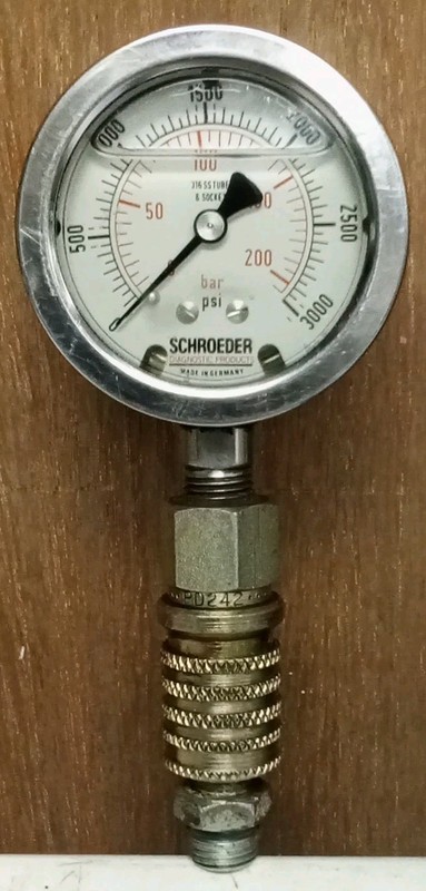 Schroeder 3000psi/200bar Pressure Gauge 316 SS Tube