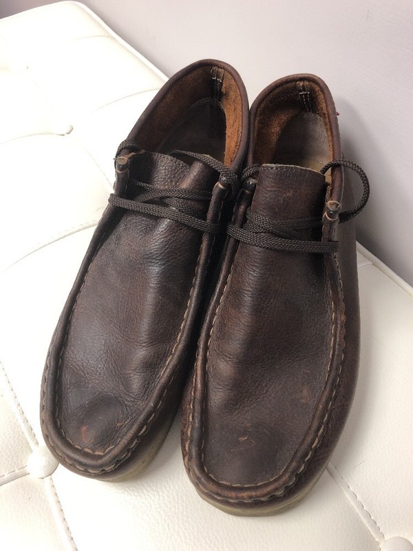 Clarks Stinson Hi MensBrown Oily Leather Wallabee Boots Shoes Size 9
