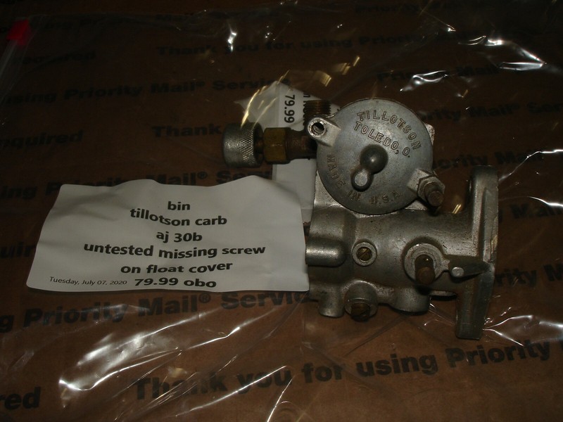 Tillotson carburetor aj30buntested Bin 503 #5