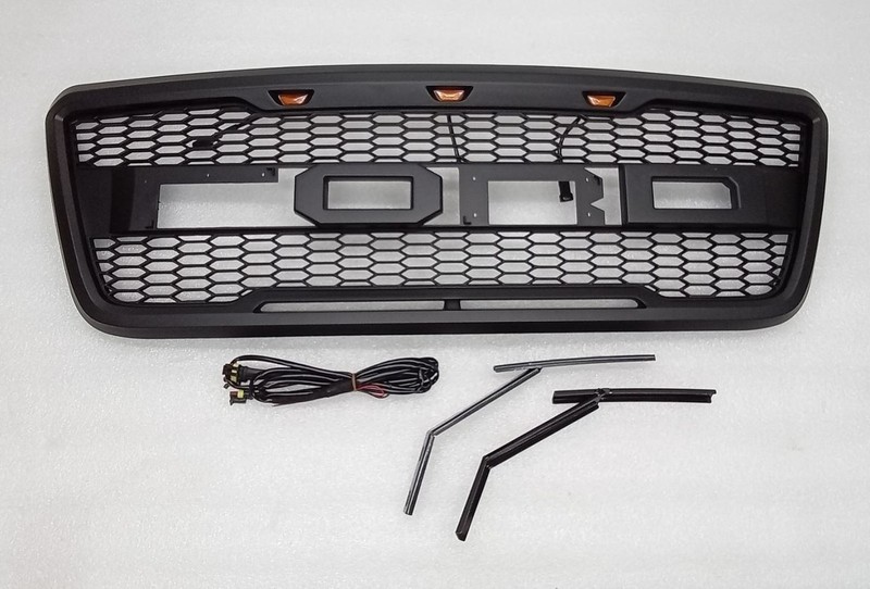 2004-2008 Ford F150 Raptor Style Front Mesh Black Grill Kit 1826C aftermarket