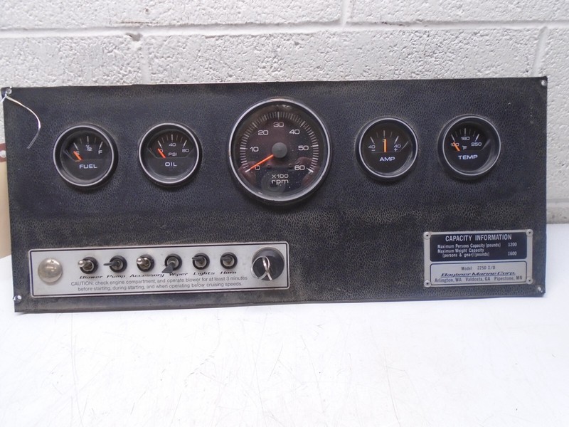 CD1 Marine Gauge Cluster Panel Quicksilver Fuel Battery MPH RPM Oil Temp